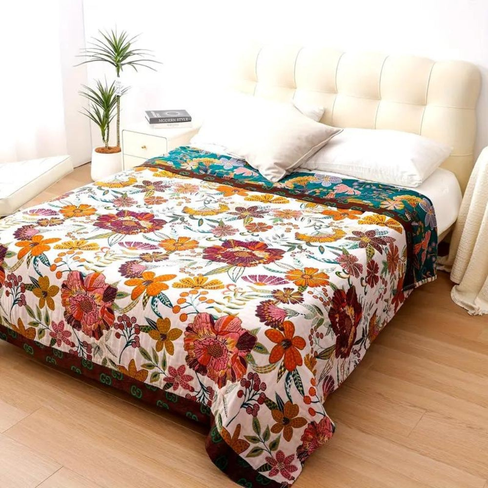 Marquisa Jardin Floral Jacquard Cotton Blanket