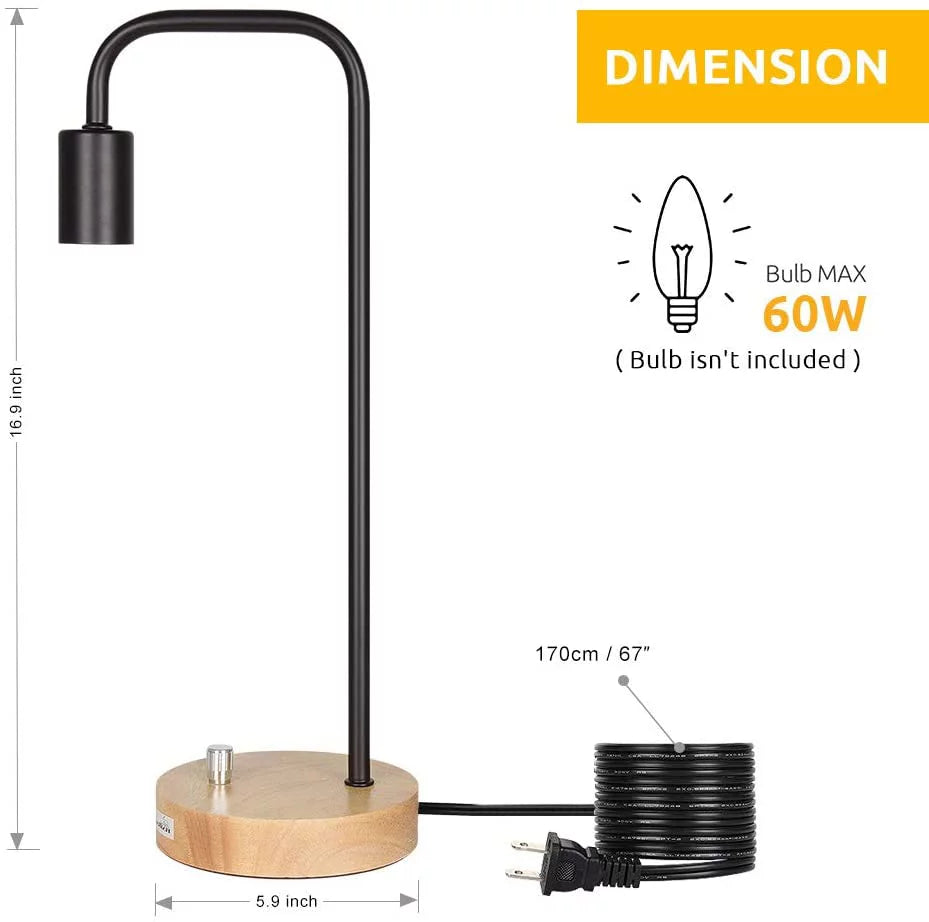 Ciara Wood & Metal Bedside Lamp