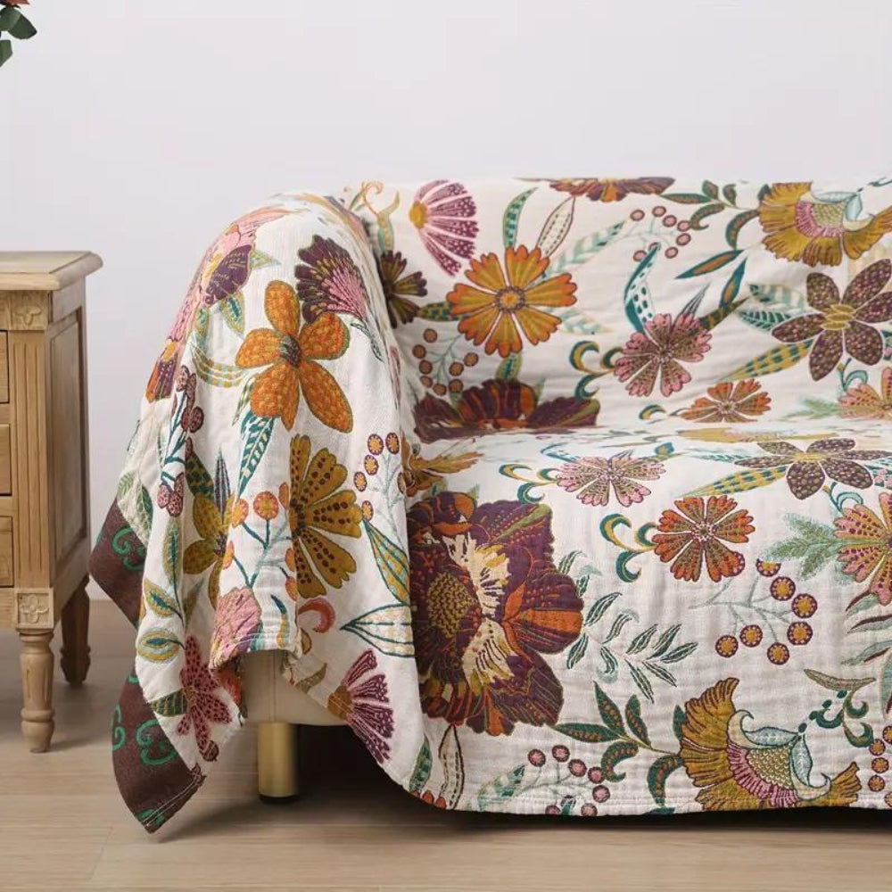 Marquisa Jardin Floral Jacquard Cotton Blanket