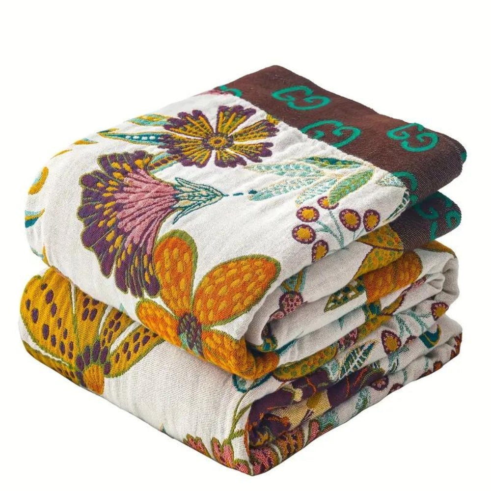 Marquisa Jardin Floral Jacquard Cotton Blanket