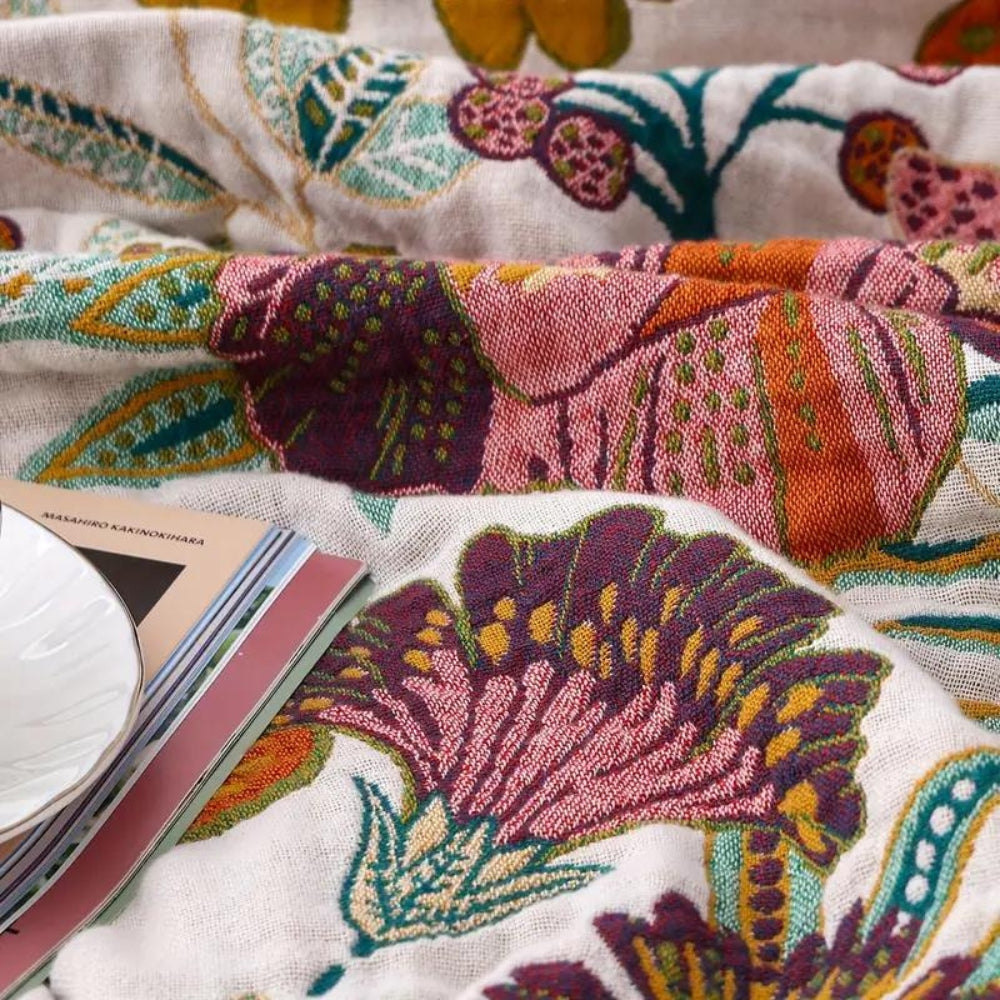Marquisa Jardin Floral Jacquard Cotton Blanket