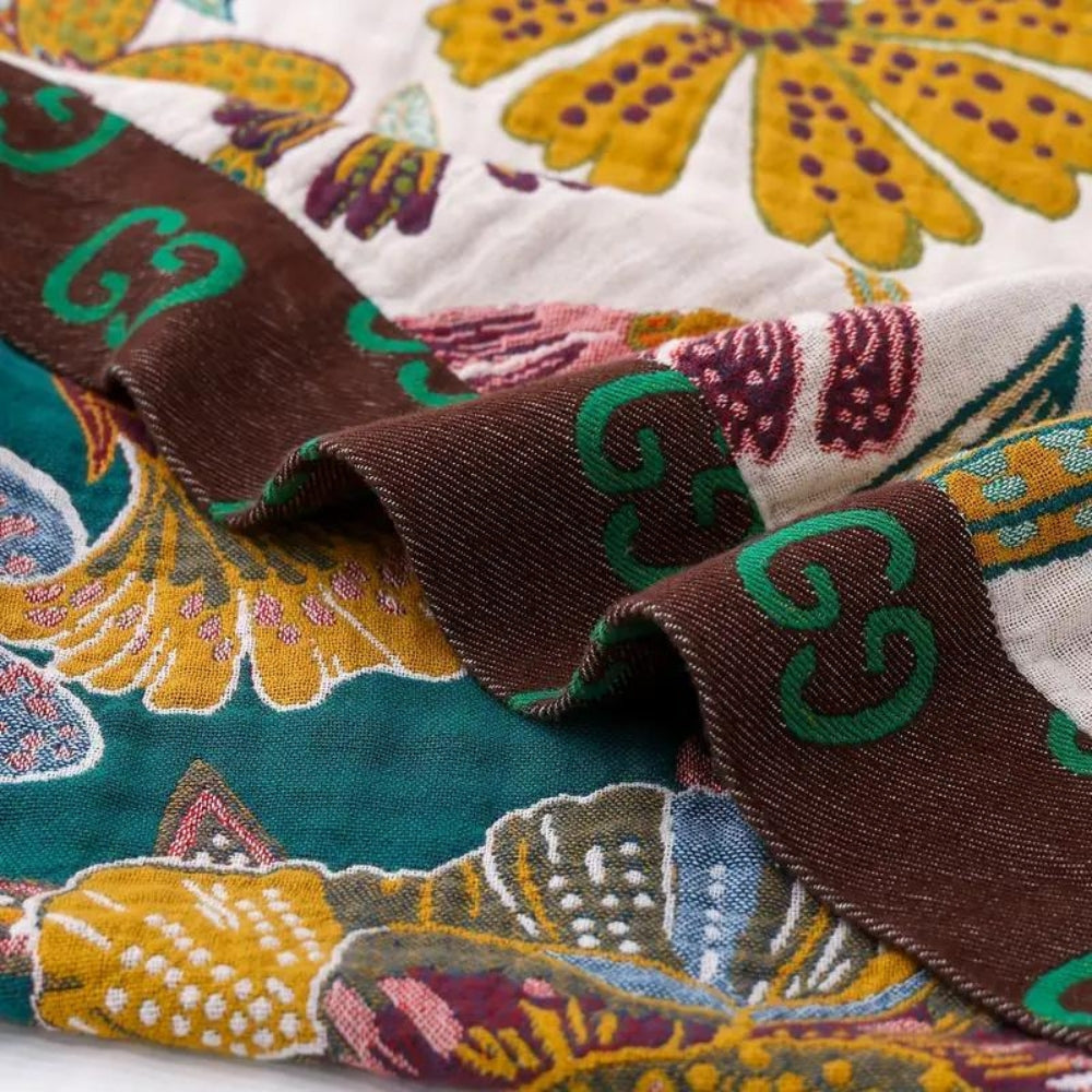 Marquisa Jardin Floral Jacquard Cotton Blanket