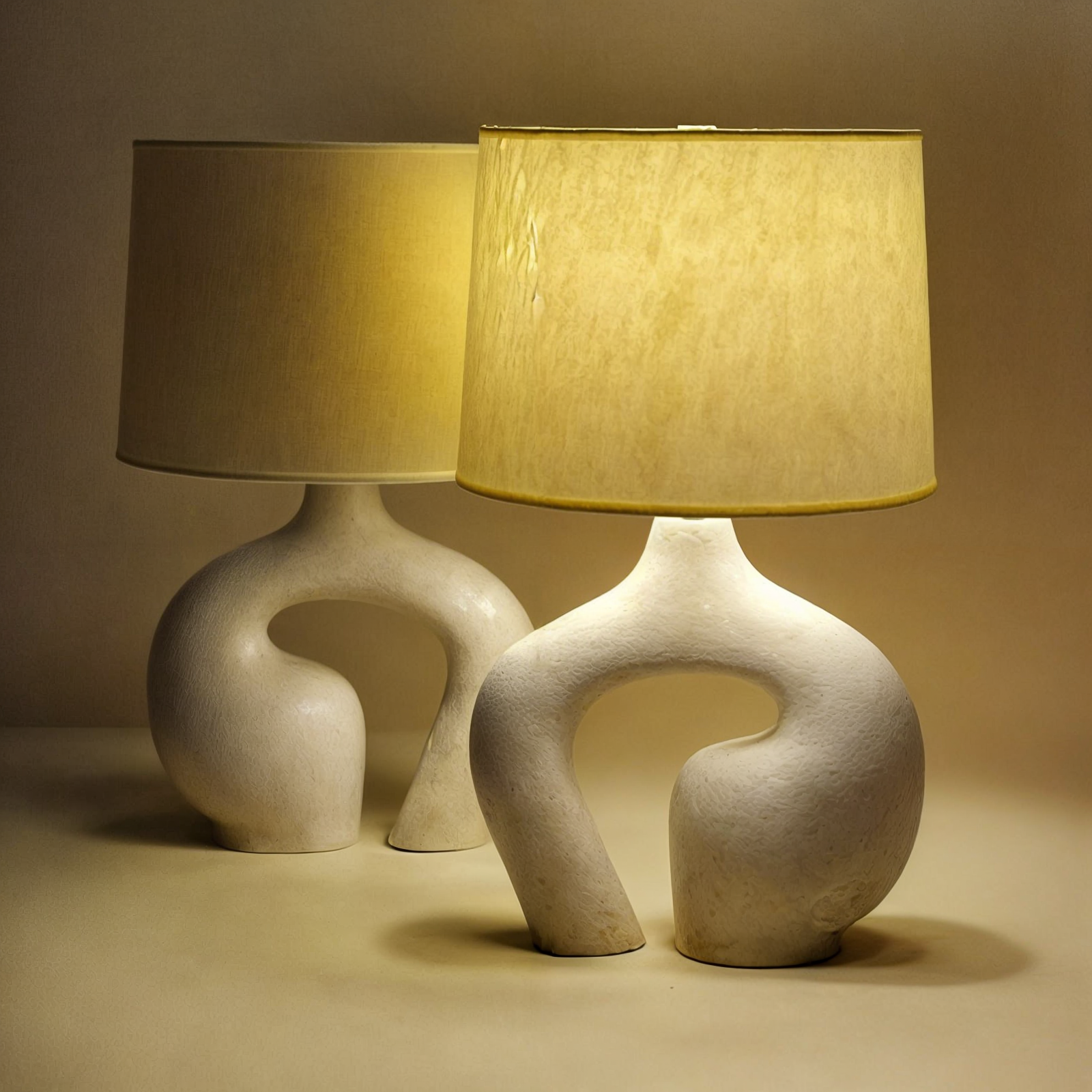 Cerina Sculpted Resin Table Lamp with Linen Shade