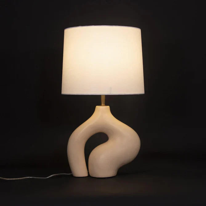 Cerina Sculpted Resin Table Lamp with Linen Shade