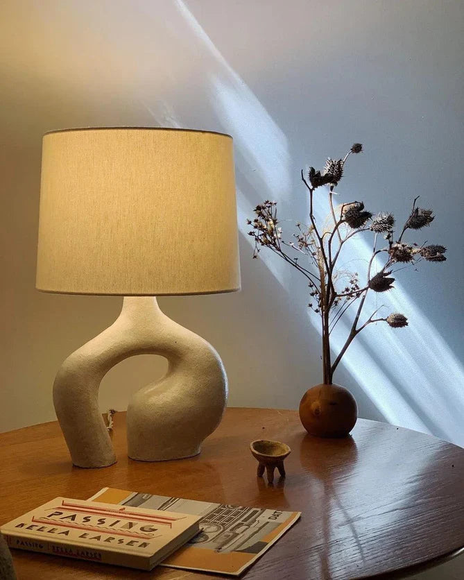 Cerina Sculpted Resin Table Lamp with Linen Shade