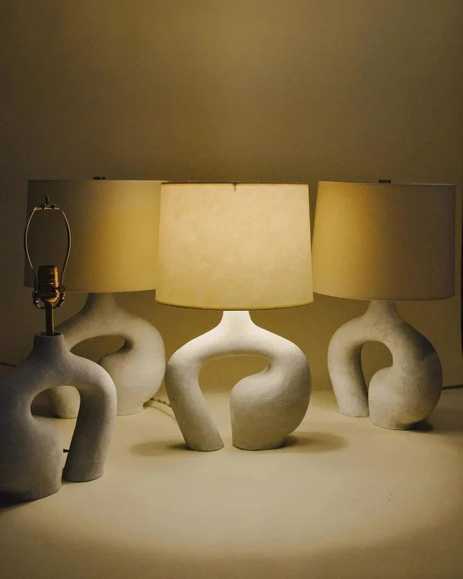 Cerina Sculpted Resin Table Lamp with Linen Shade