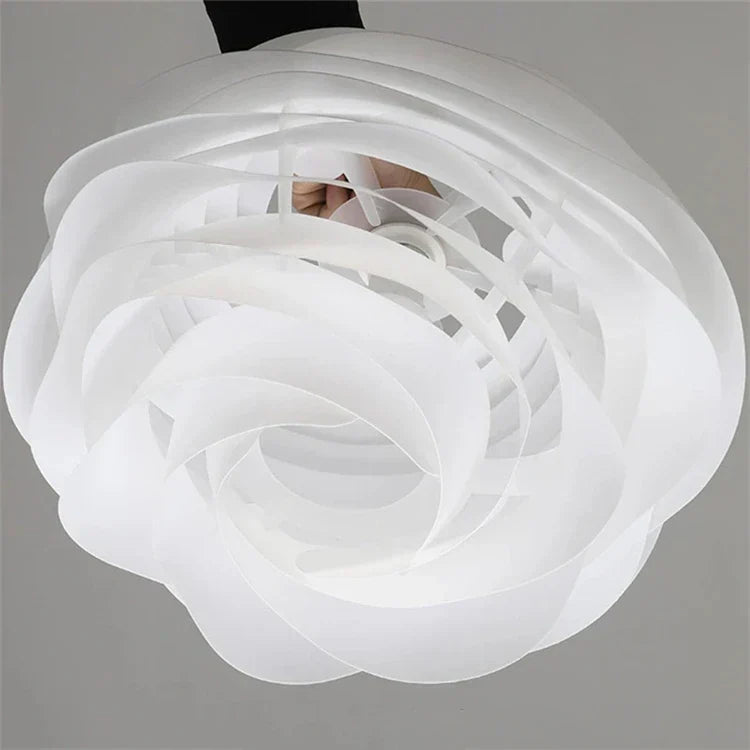 Roselle White Rose Pendant – Petal-Layer LED Hanging Light
