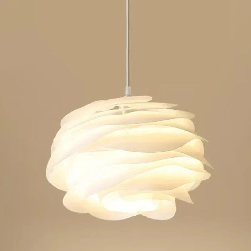 Roselle White Rose Pendant – Petal-Layer LED Hanging Light