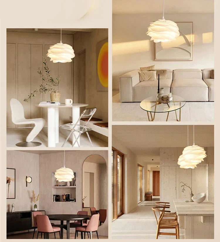 Roselle White Rose Pendant – Petal-Layer LED Hanging Light