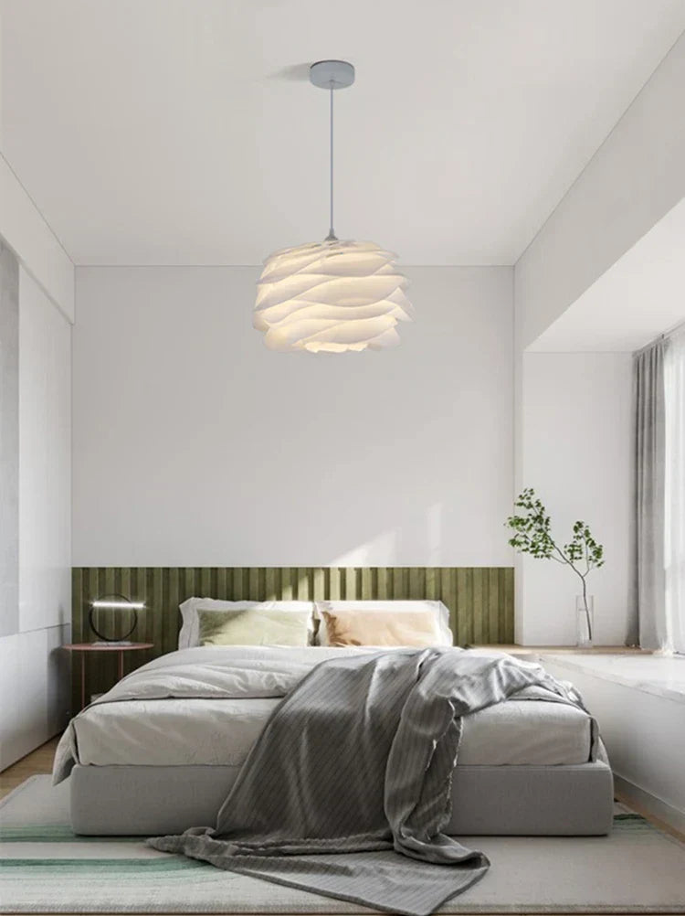Roselle White Rose Pendant – Petal-Layer LED Hanging Light