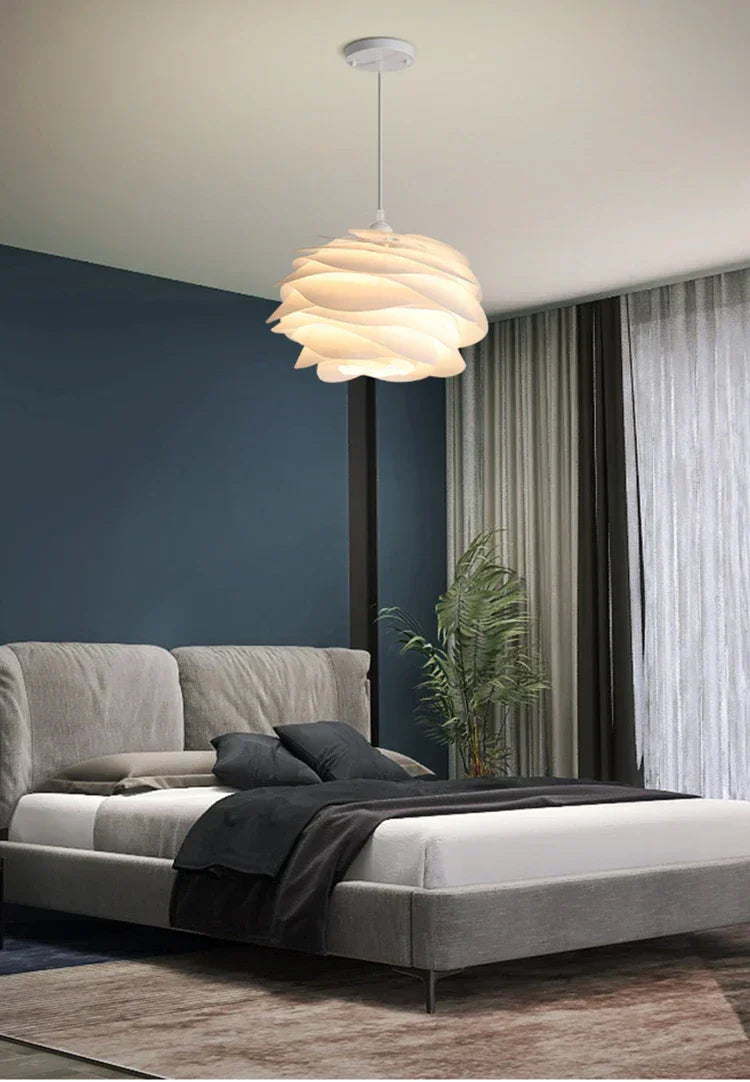 Roselle White Rose Pendant – Petal-Layer LED Hanging Light