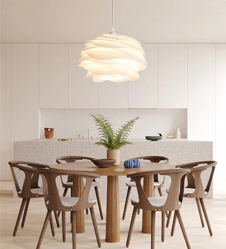 Roselle White Rose Pendant – Petal-Layer LED Hanging Light