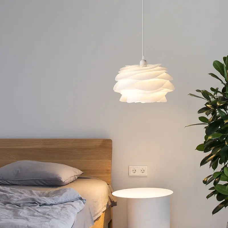 Roselle White Rose Pendant – Petal-Layer LED Hanging Light