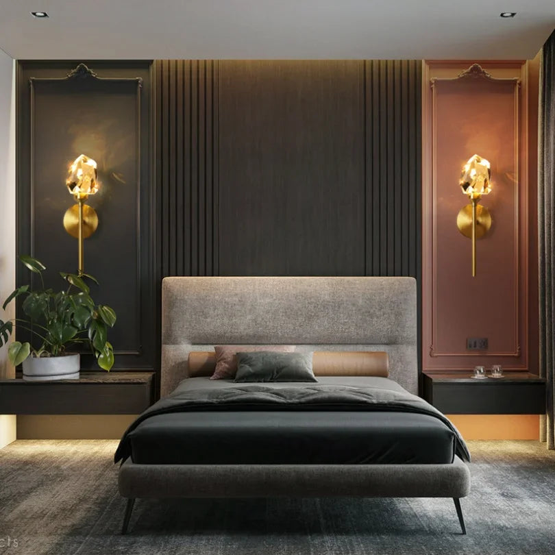 Shanghai Glass Wall Light — Modern Glass with Gold Accents