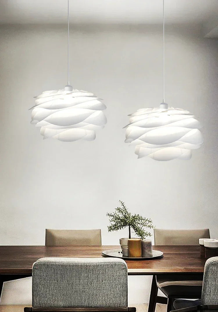 Roselle White Rose Pendant – Petal-Layer LED Hanging Light