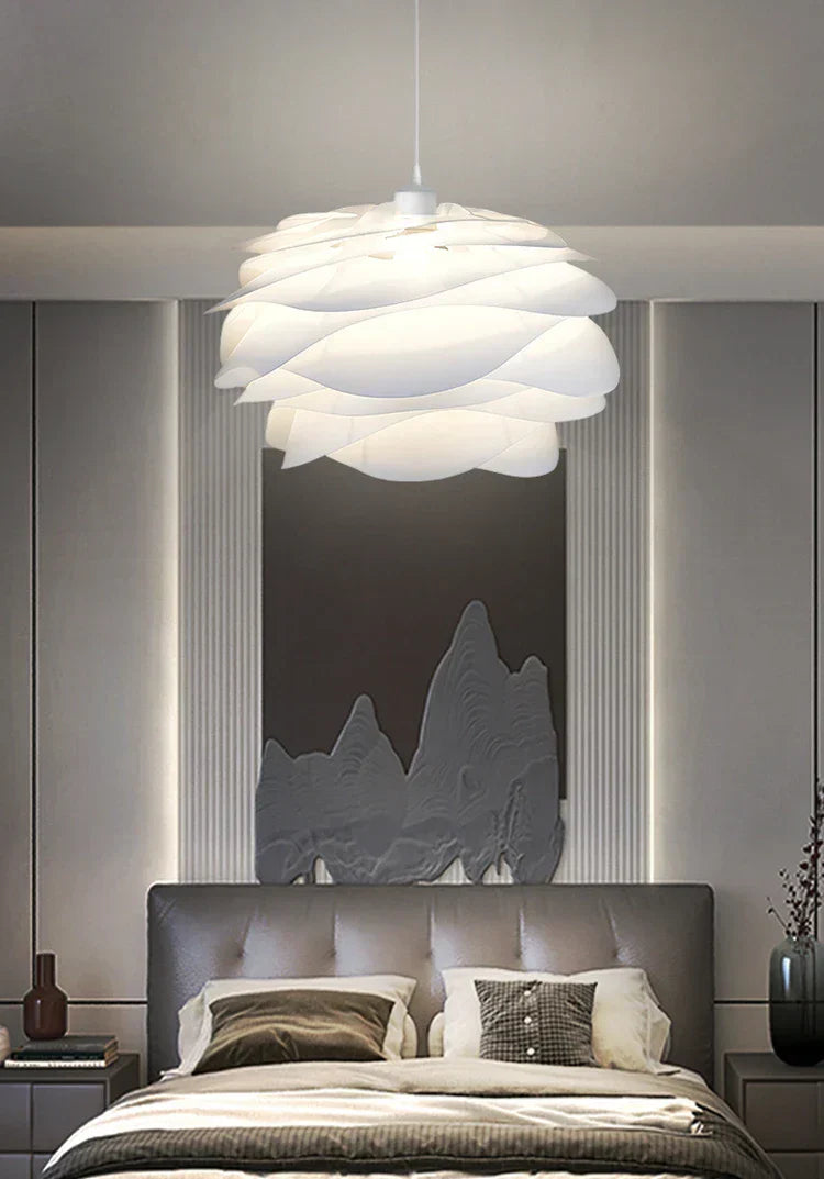Roselle White Rose Pendant – Petal-Layer LED Hanging Light
