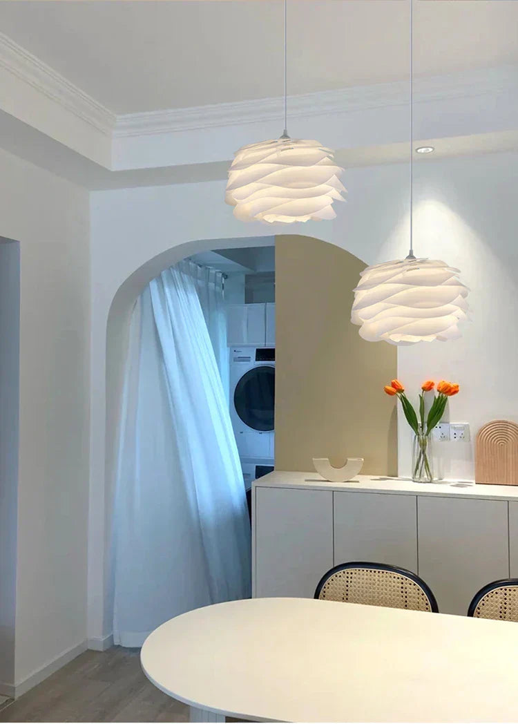 Roselle White Rose Pendant – Petal-Layer LED Hanging Light