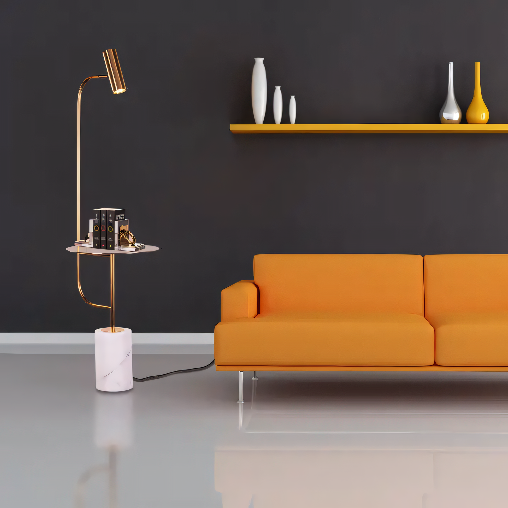 Sevara Table Floor Lamp with Marble Base
