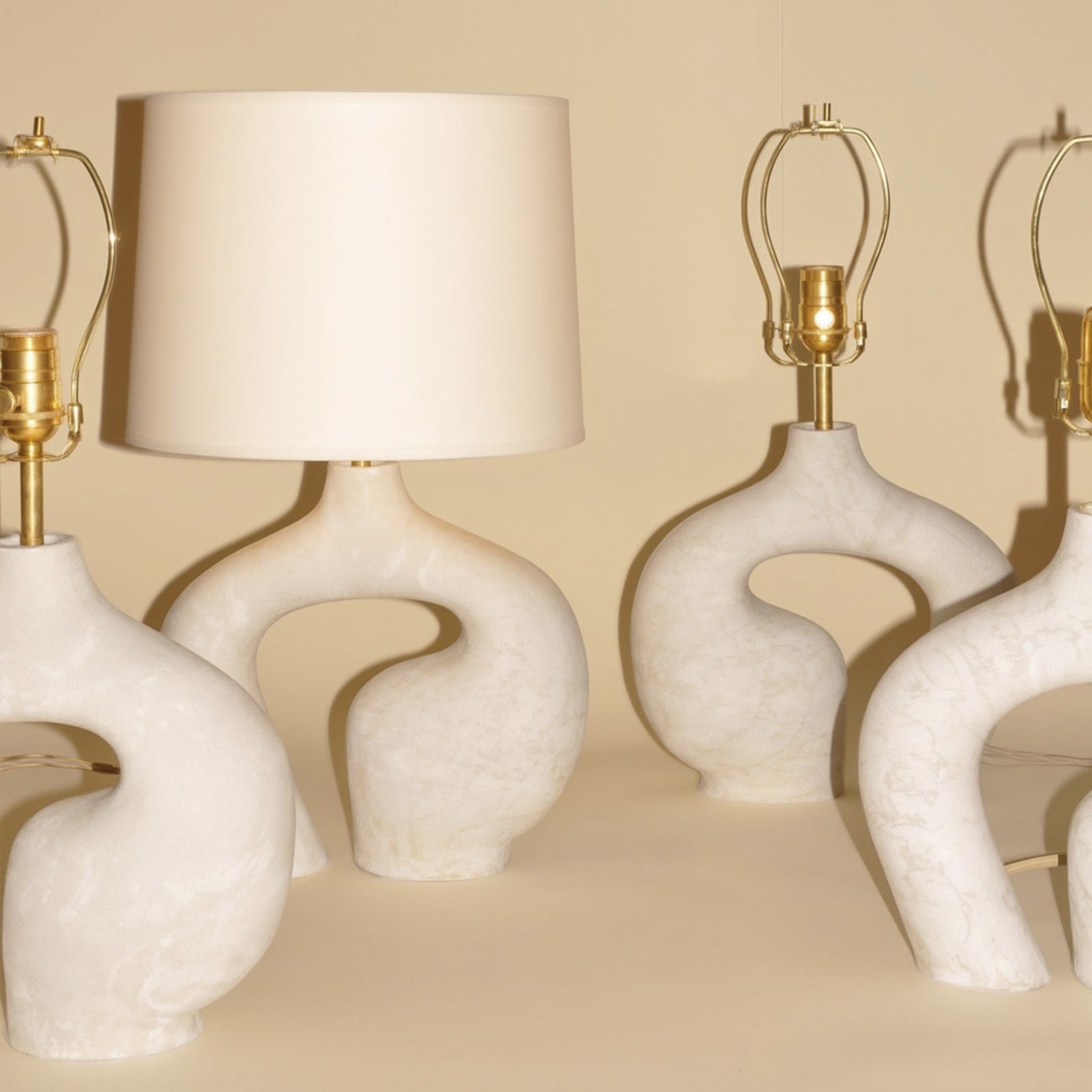 Cerina Sculpted Resin Table Lamp with Linen Shade