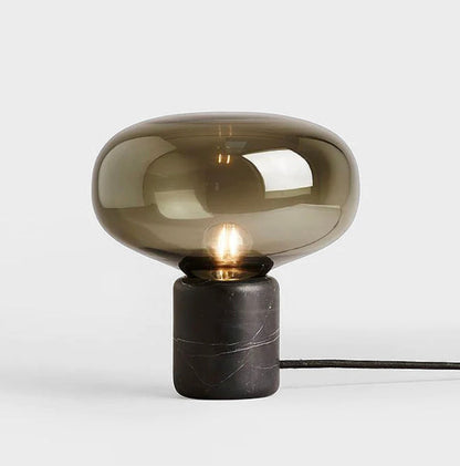 Aureon Smoked Glass Table Lamp with Marble Base